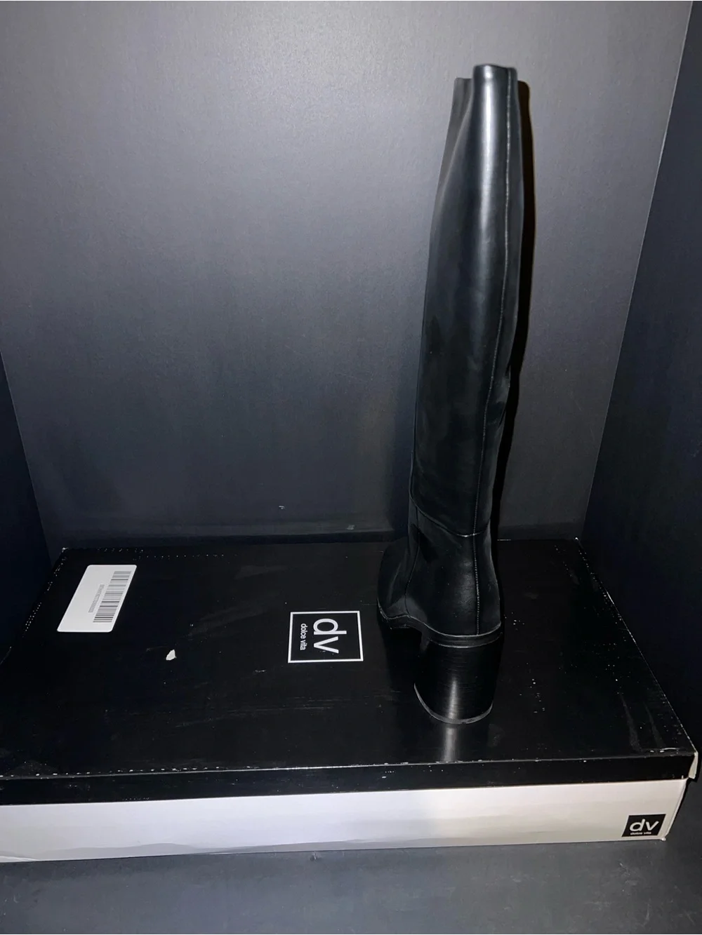 DV by Dolce Vita Black Over-the-Knee Leather Heel Boots